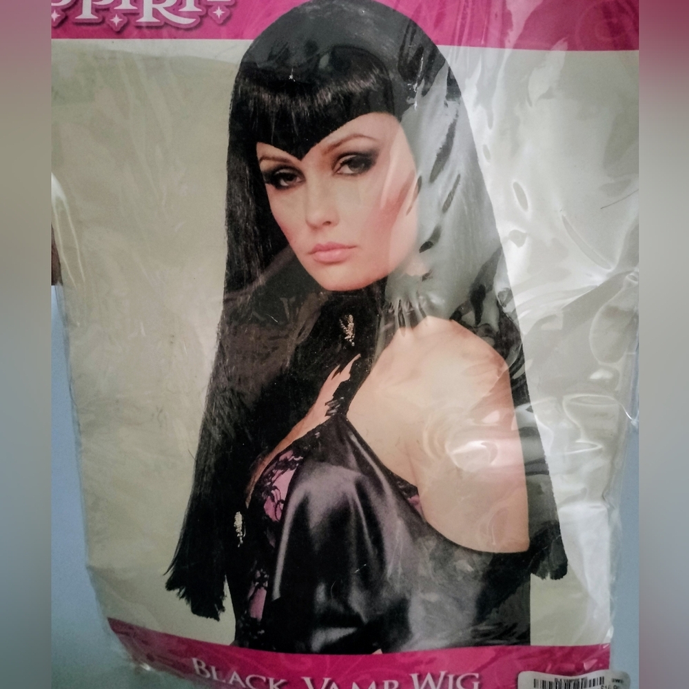 Spirit Goth Black Vampire Temptress Dominatrix Cosplay Costume Wig